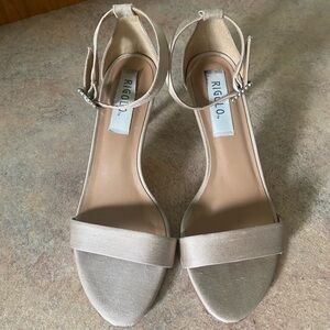 Tan Fabric Heels with Ankle Strap size 9B